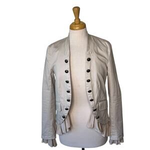 FREE PEOPLE Ruffled Button-Front Draped Romance Jacket Cream Size XS
